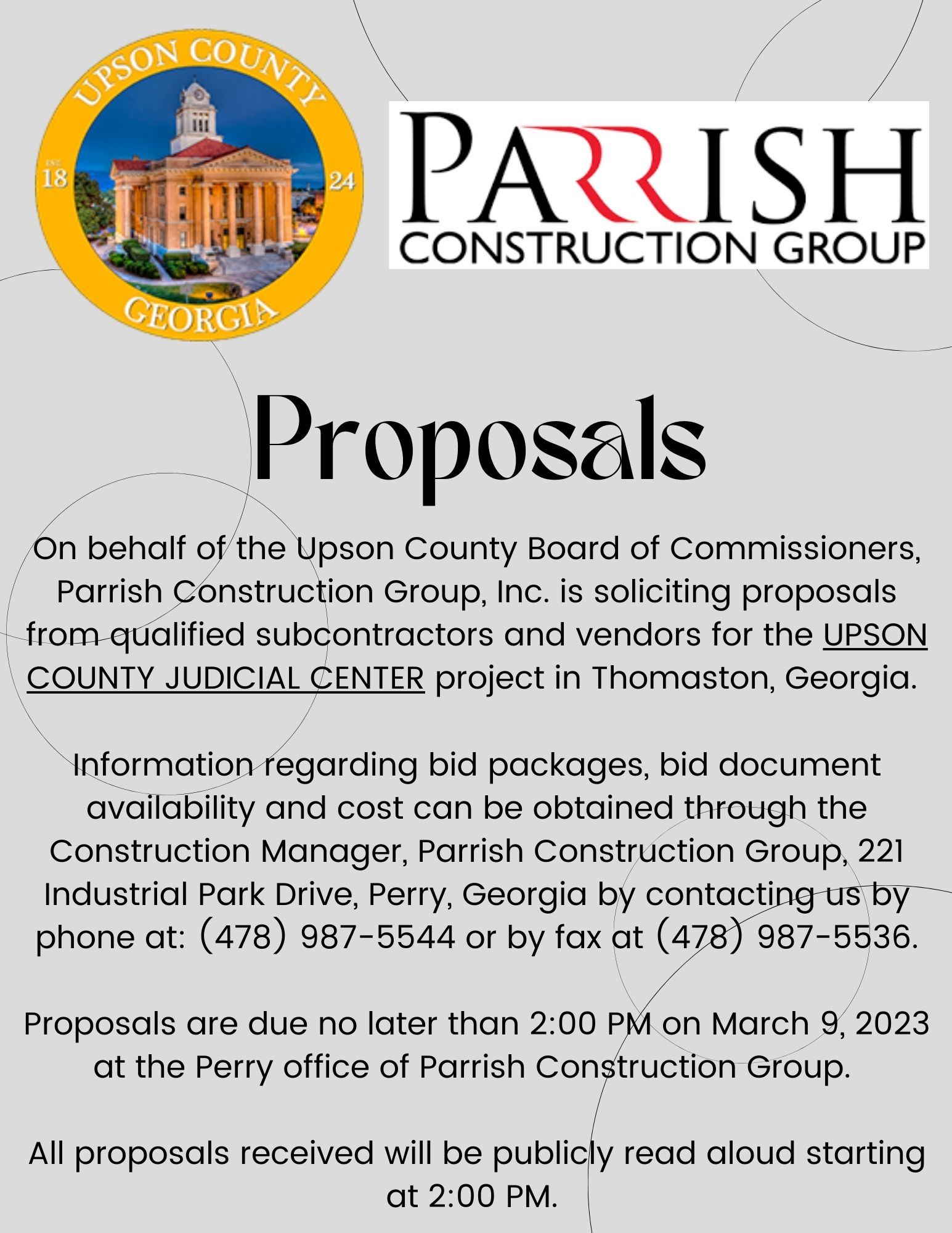Advertisement for proposals Judicial Center